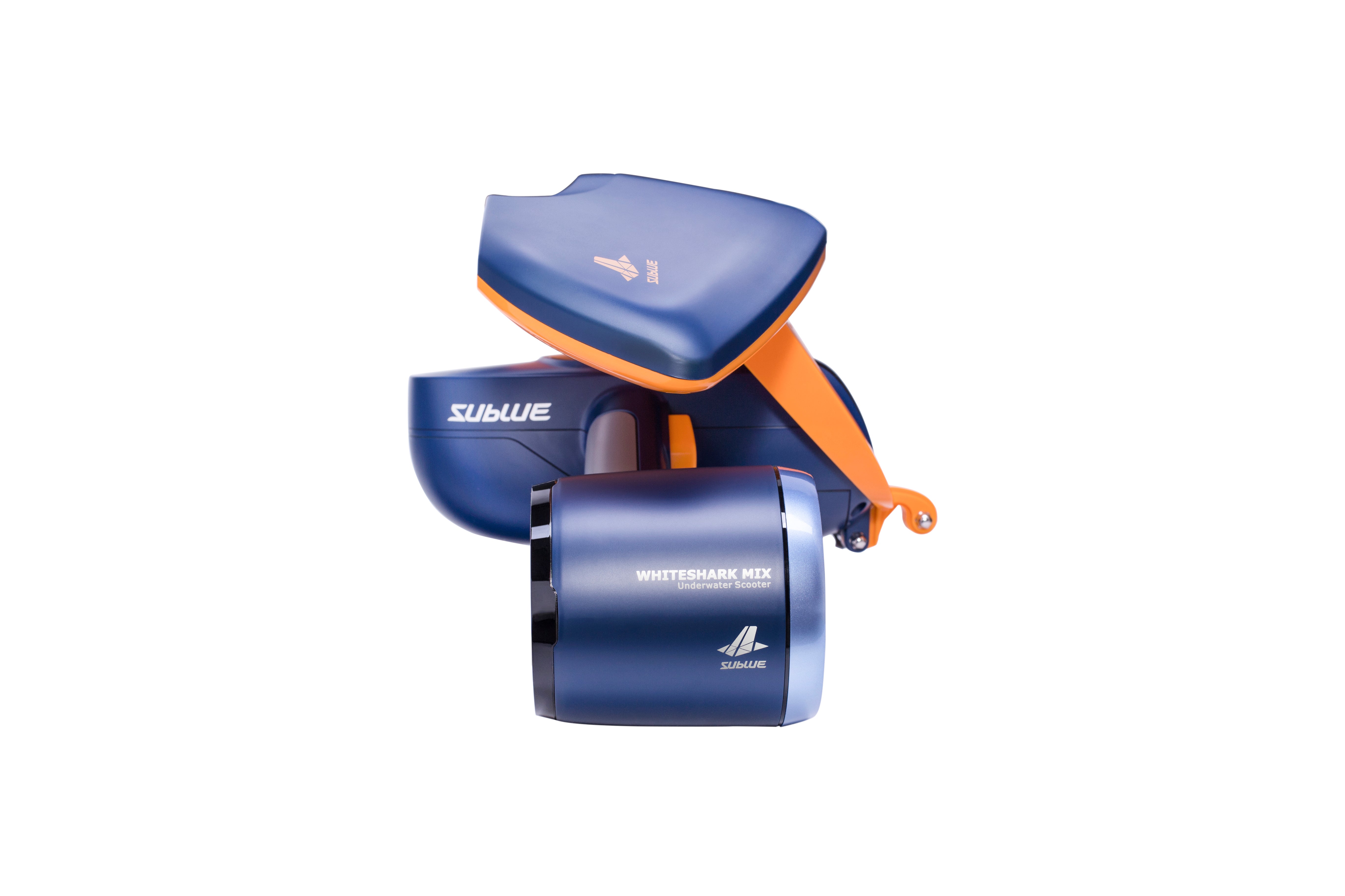 Sublue Mix Floater in blue and orange for enhanced underwater scooter buoyancy.