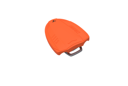 Orange SUBLUE Swii Electronic Kickboard showcasing compact design and features.