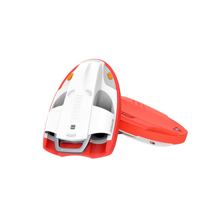 Sublue Swii Electronic Kickboard in white and orange from above, featuring a streamlined design.