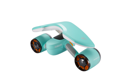 Sublue Mix underwater scooter in teal with dual motors and streamlined design.