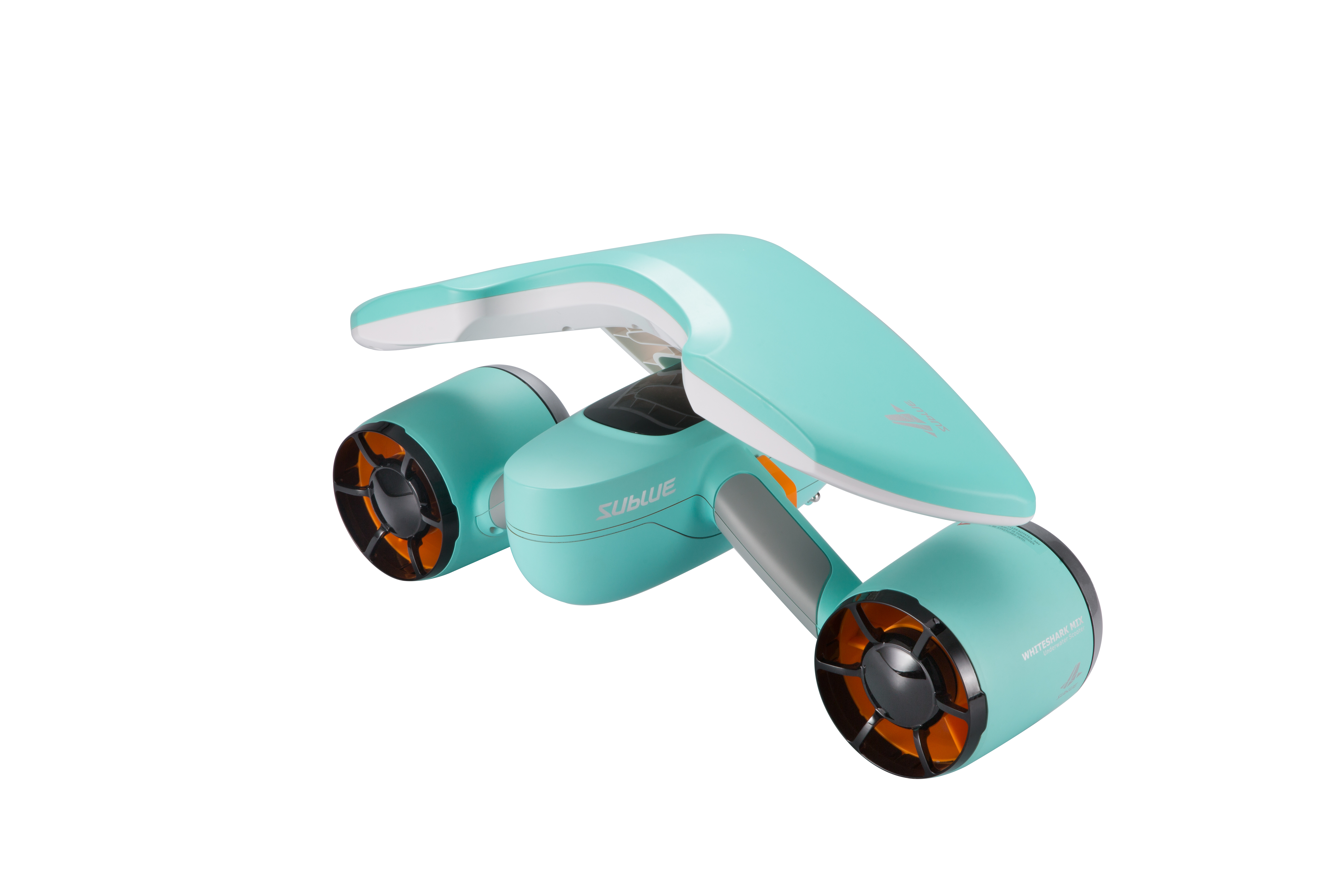 Sublue Mix underwater scooter in teal with dual motors and streamlined design.