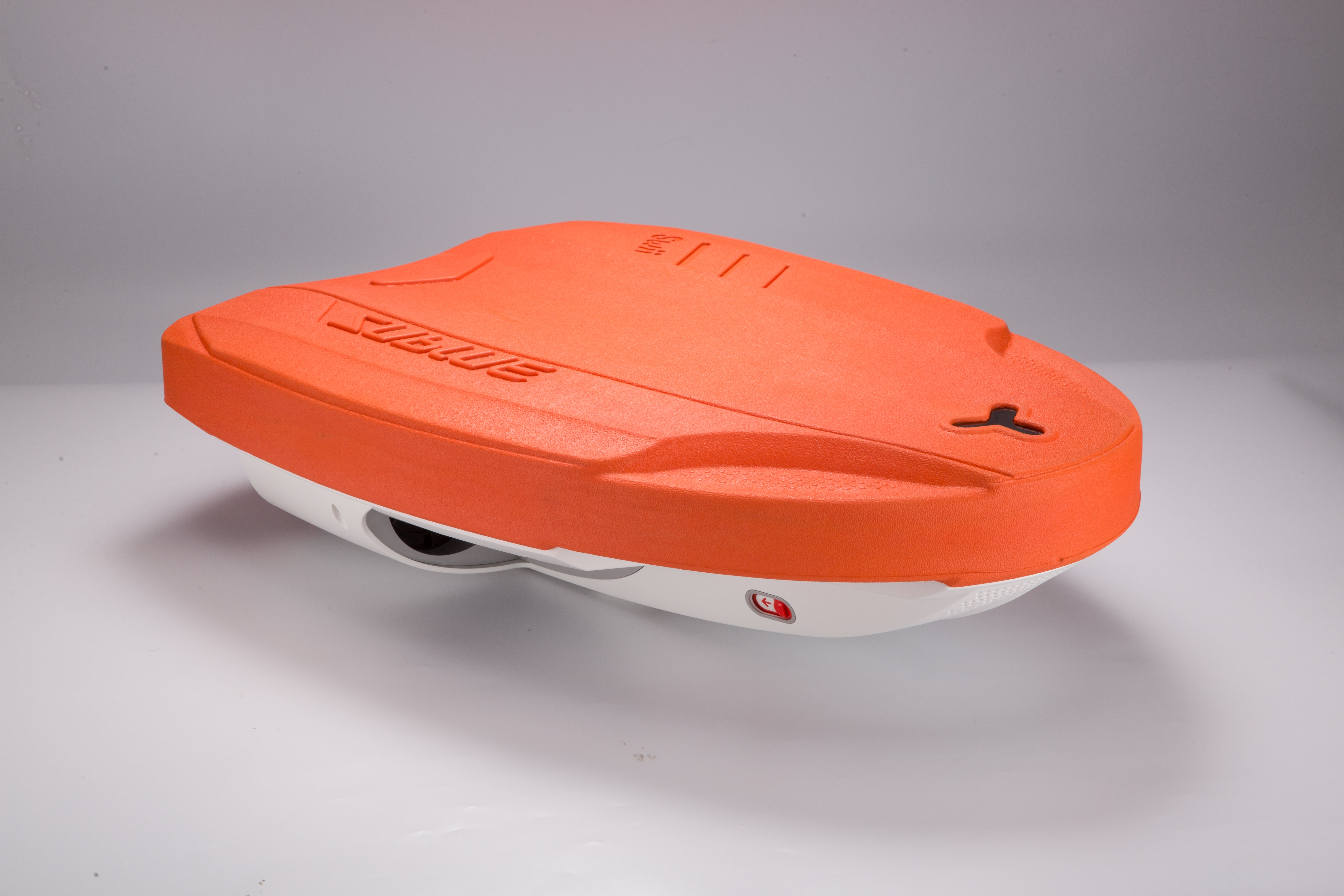 Sublue Swii Electronic Kickboard in orange and white, highlighting sleek design.