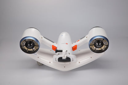 Front view of Sublue Mix underwater scooter with dual thrusters for enhanced buoyancy.